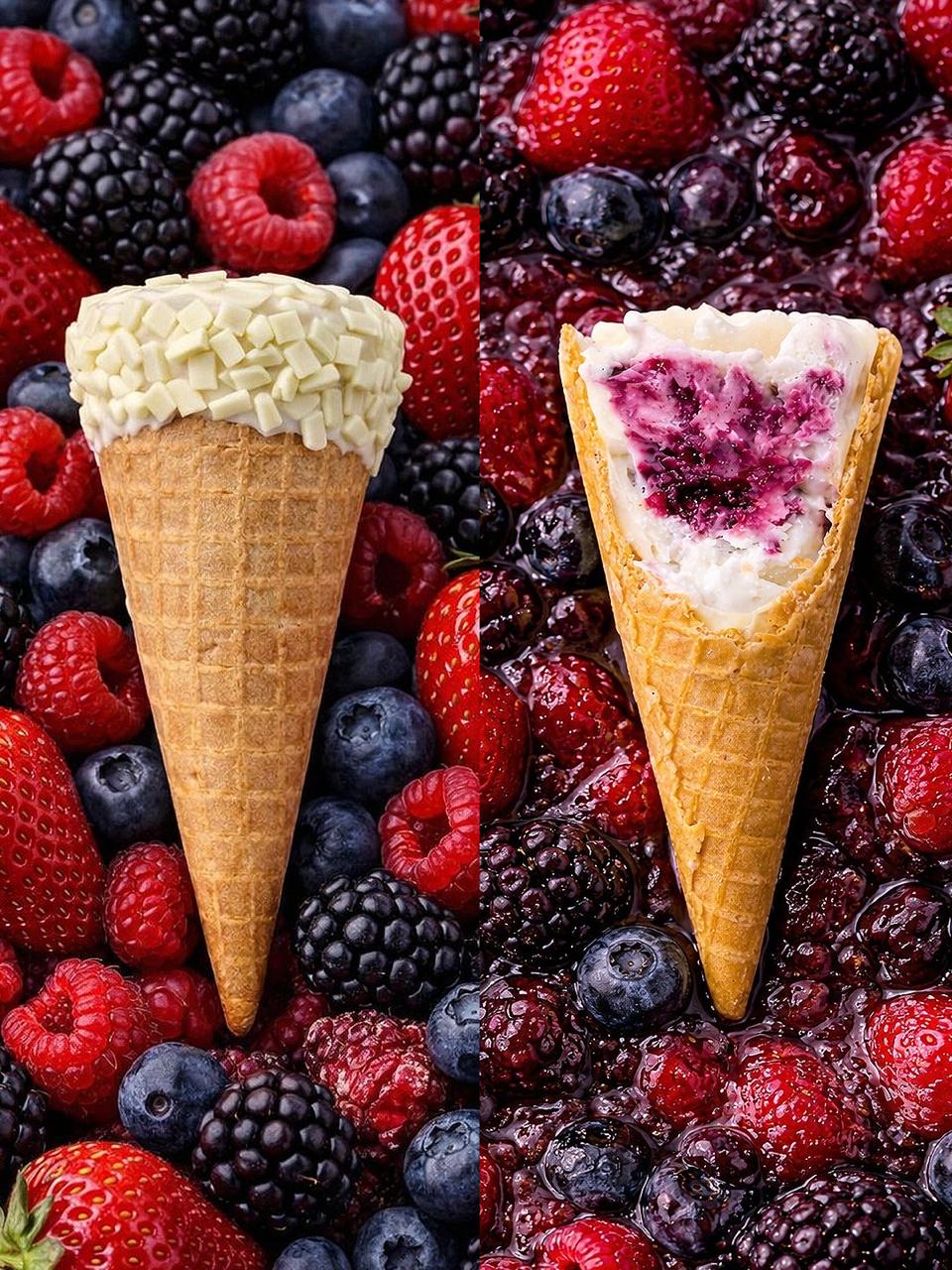 Cone Ice artesanal sabor frutas vermelhas