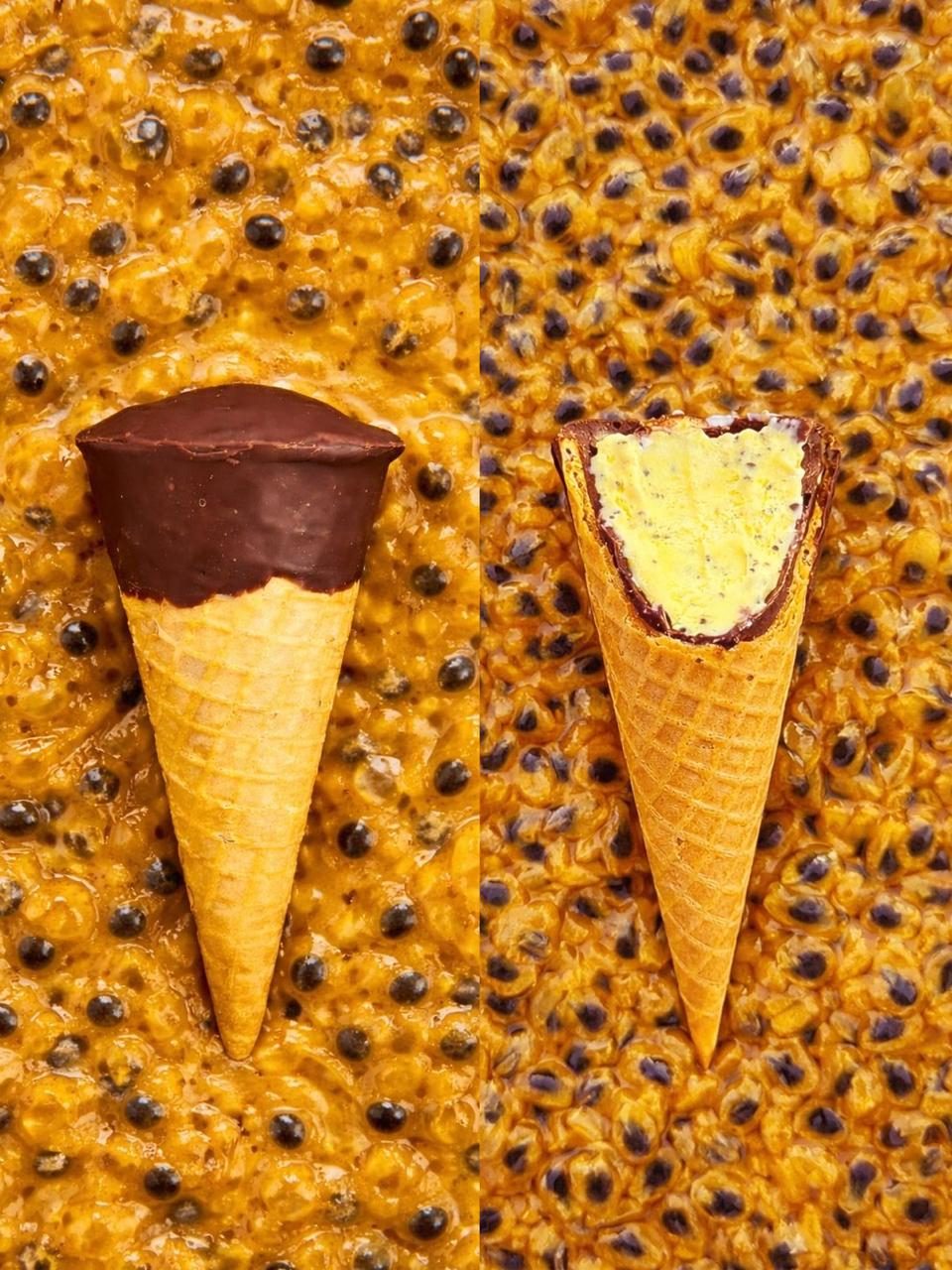 Cone Ice artesanal sabor maracujá