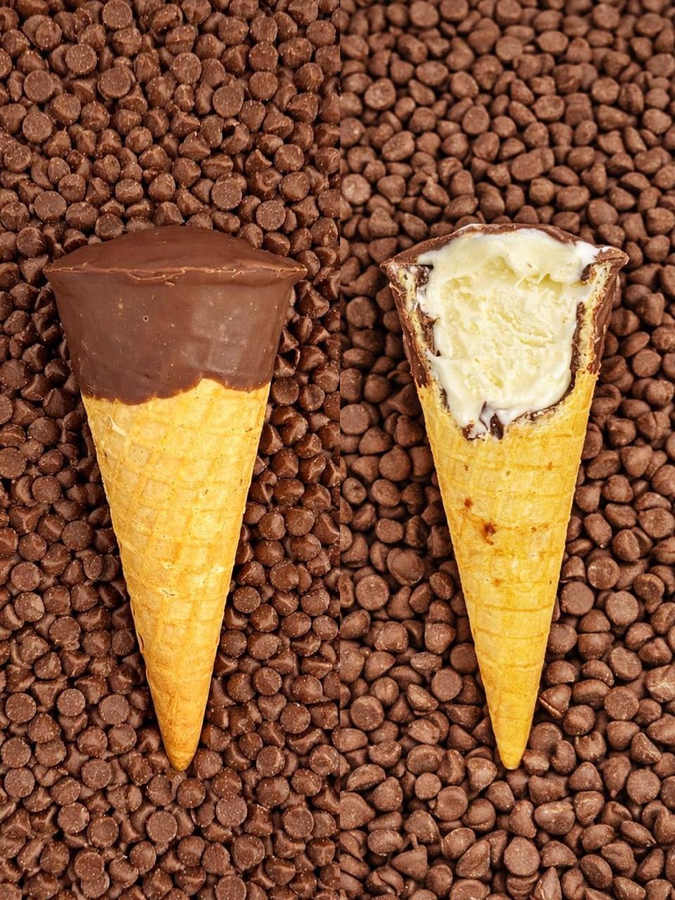 Cone Ice artesanal sabor chocolate belga